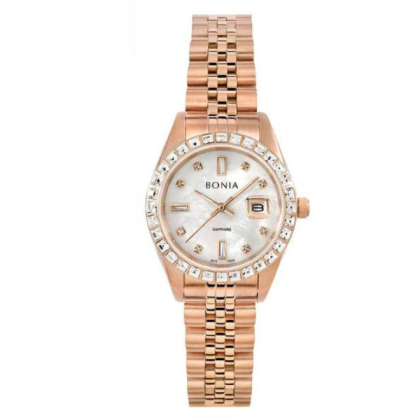 Bonia Noble BNB10553-3557S White Mother Of Pearl Dial Stainless Steel Women Watch 32mm